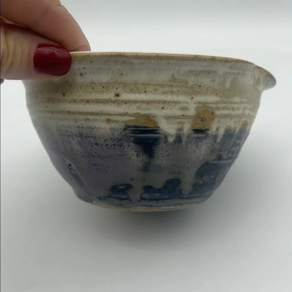 Handmade Studio Pottery Bowl With Ladle Spoon Glazed Vintage Boho 2001